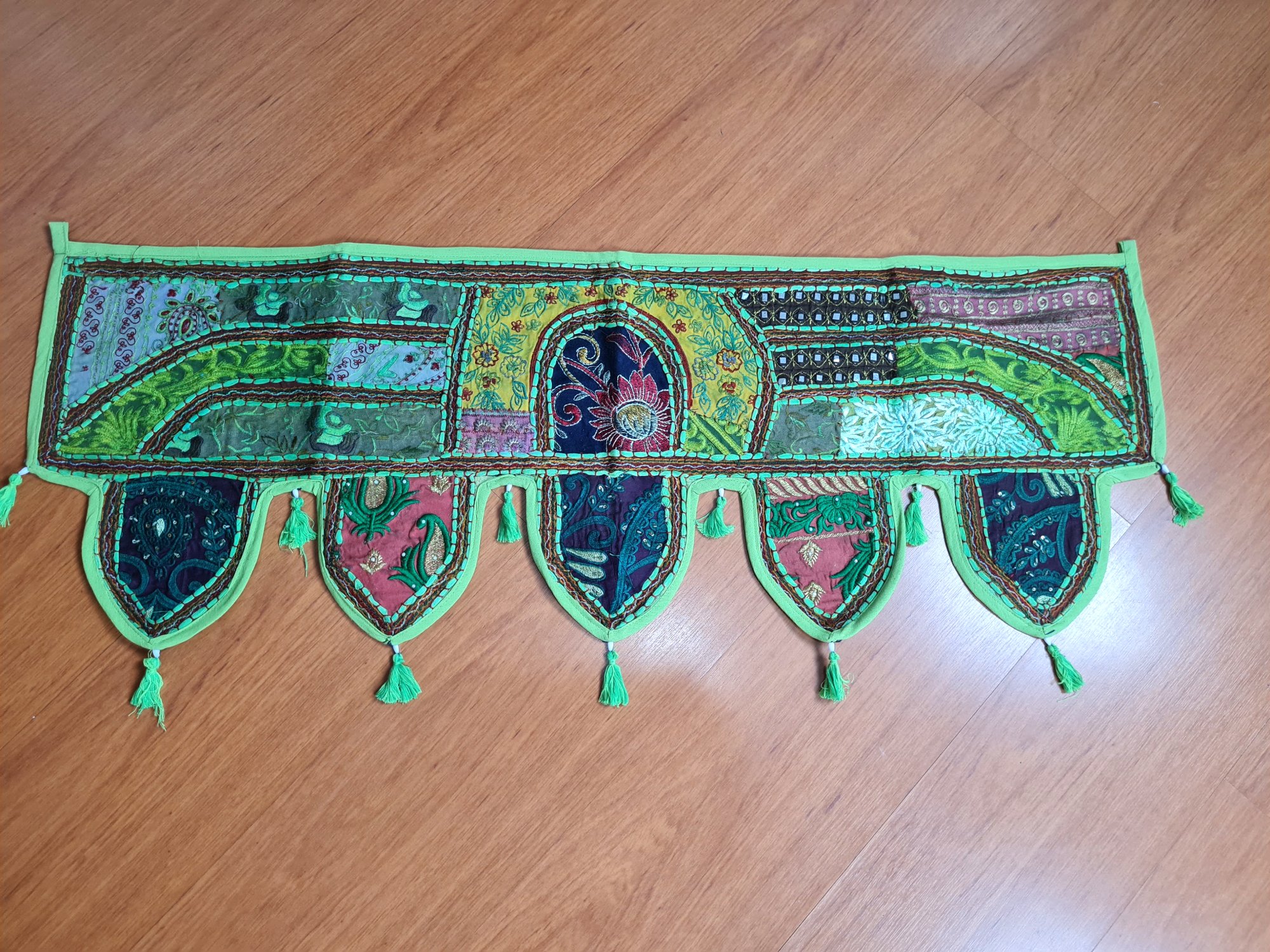 Stylo Culture Indiano Mantovane per Tende Moderne Decorazioni per Finestre Porta Sospesa Toran Verde Scuro 30x200 cm Patchwork Vintage Ricamato Coton Floreale Tradizionale Tende A Pannello da Esterno