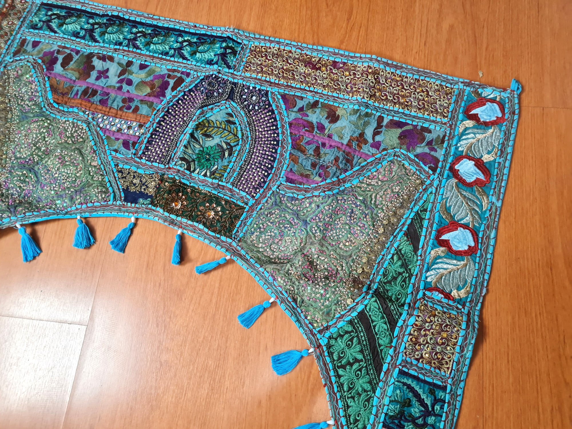 Stylo Culture Indiano Mantovane per Tende Salone Decorazioni per Finestre Porta Sospesa Toran Viola 35x95 cm Patchwork Vintage Ricamato Coton Floreale Tradizionale Tende A Pannello per Porta Finestra