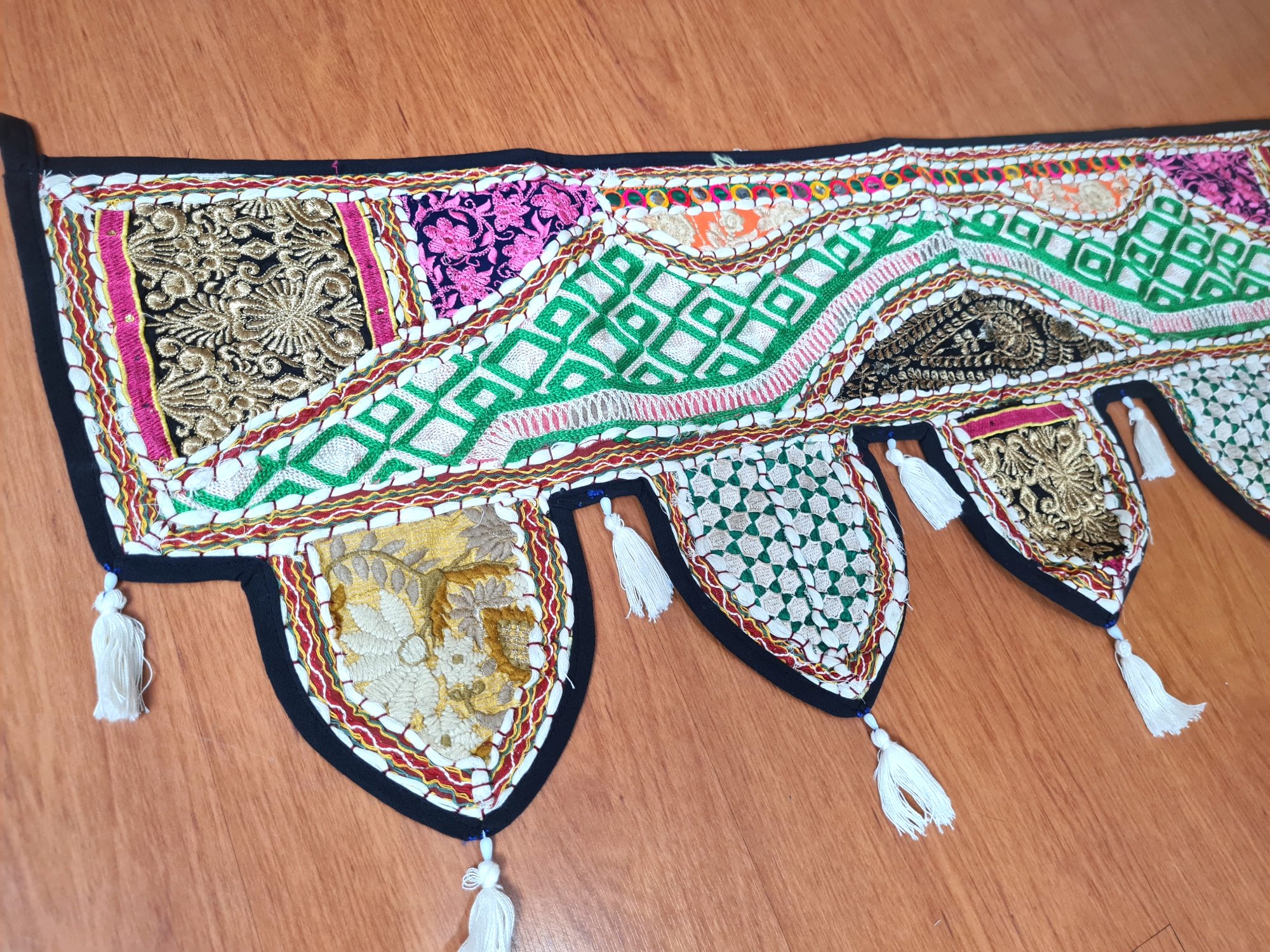 Stylo Culture Indiano Mantovana Finestra Boemia Decorazioni per Finestre Porta Sospesa Toran Arancia 35x95 cm Patchwork Vintage Ricamato Coton
